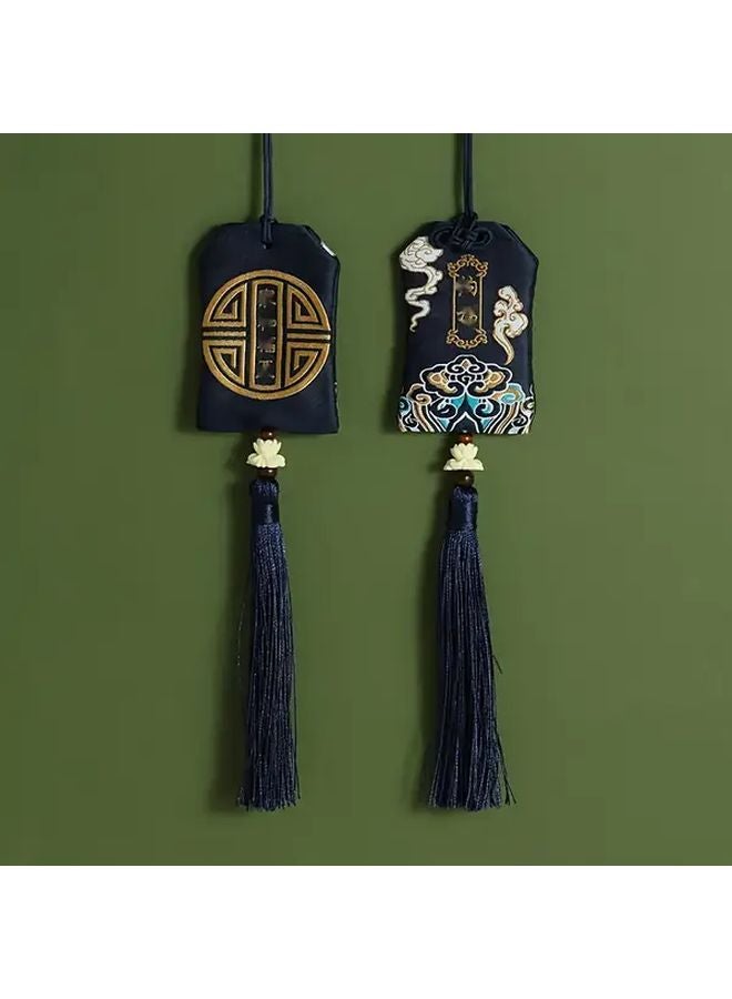 2pcs Red Ping An Tassel Chinese Embroidered Sachet Protection Good Luck Amulet Pouch - Image 4